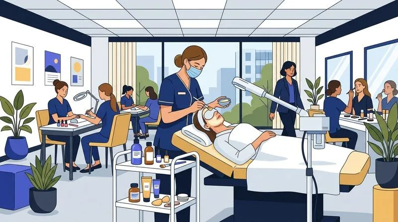 Séance pratique en institut de formation esthétique CAP cosmétique parfumerie